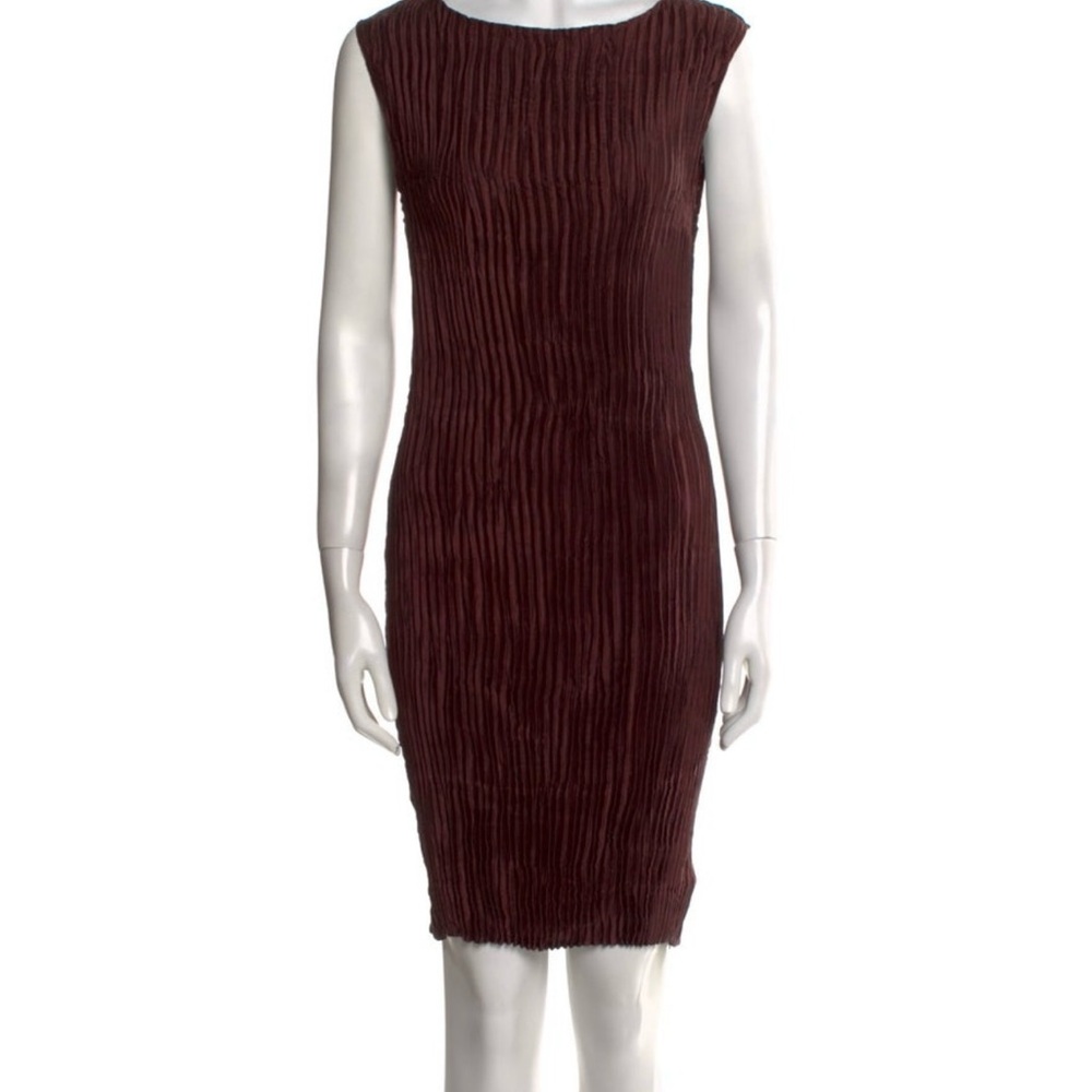 Azur Plum Plissé Silk Tank Dress Short